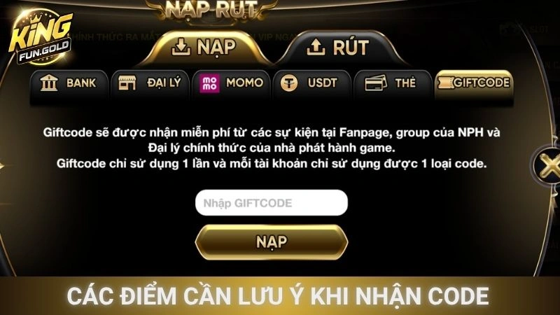Các điểm cần lưu ý khi nhận code thưởng Kingfun