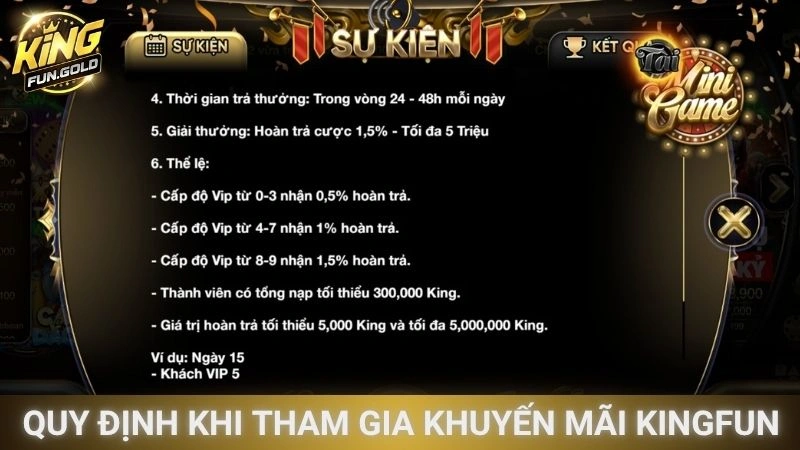 Quy định khi tham gia khuyến mãi Kingfun