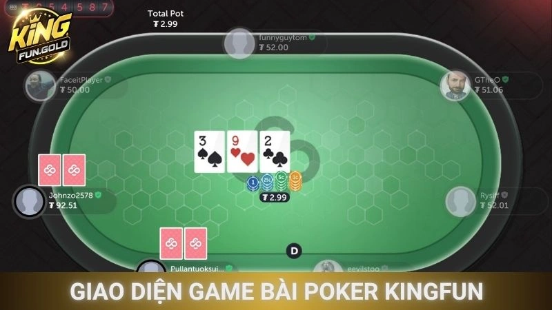 Giao diện game bài Poker Kingfun