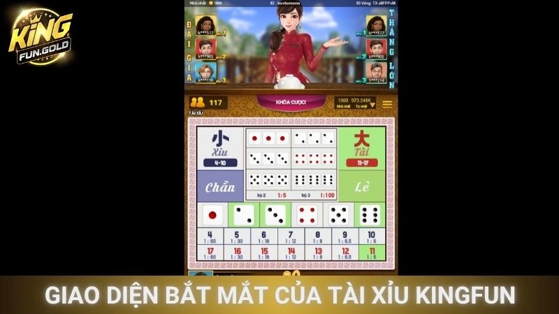 Giao diện bắt mắt của Tài Xỉu Kingfun