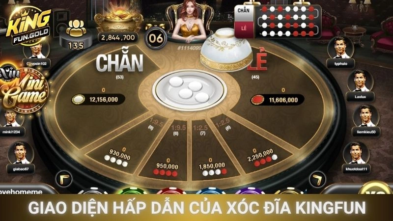 Giao diện hấp dẫn của Xóc Đĩa Kingfun